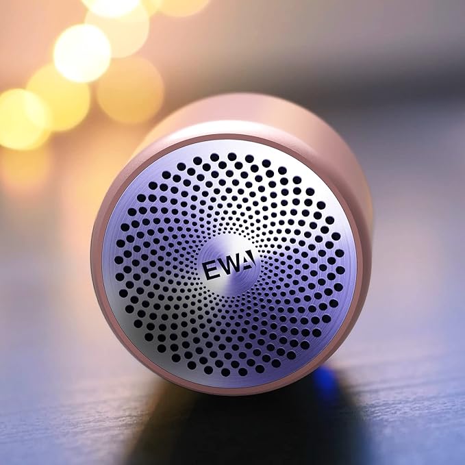EWA Travel Case Packed, A106 Pro Portable Bluetooth Speaker with Custom Bass Radiator, Brief Design, IP67 Waterproof, Perfect Mini Speaker for Shower, Room, Bike, Car (Rosegold)