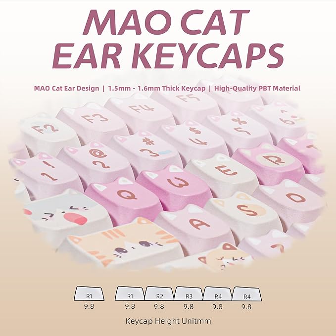 ZORNHER ZH100 Wireless Cat Mechanical Keyboard,98% Pink Cute Creamy Keyboard with Number Pad,Full Size Girly Kitty Gaming Keyboard,Meow Meow Squad Keycaps,Creamy Souding Linear Switches