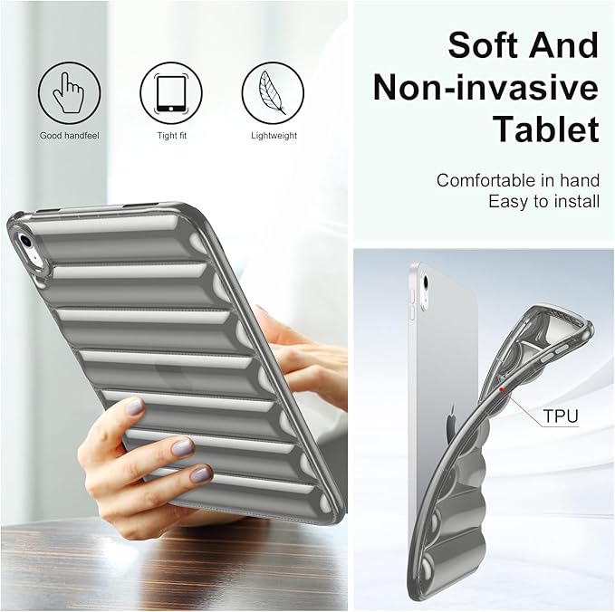 for iPad (A16) 11th Generation Case 11 inch 2025/iPad 10th Generation 10.9 inch (2022) Shockproof Soft TPU Back Cover Silicone Bumper Anti-Yellowing Lightweight Protective Clear Shell, Gray