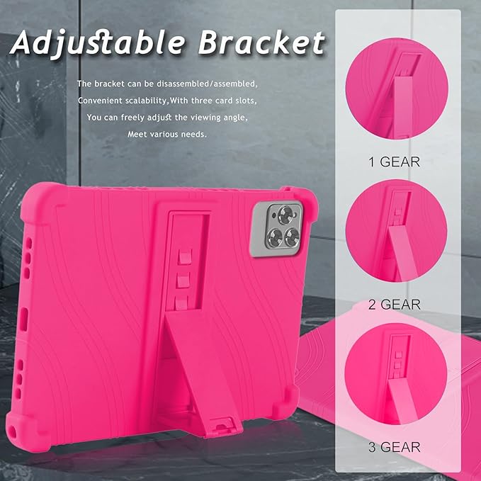 ATOOZ for ROWT 10.1 inch Tablet Case,Soft Silicone Case for ROWT A10/SVITOO Tab 10/Aiprotablet C20e/ZONKO D115/MB1001 10.1 inch Tablet with Stand (Rose Red)