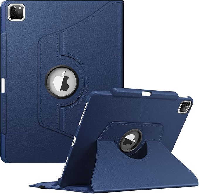 Fintie Rotating Case for iPad Pro 12.9-inch 6th Generation 2022-360 Degree Swiveling Protective Cover with Pencil Holder, Auto Sleep/Wake, Also Fit iPad Pro 12.9" 5th/4th/3rd Gen, Navy