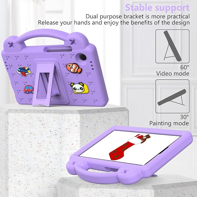 AKABEILA Compatible with Samsung Galaxy Tab A9 8.7 X115N(2023) Tablet Case, Kids Friendly Universal Lightweight Shockproof Protective Case with Shoulder Strap & Stand Handle Light Purple