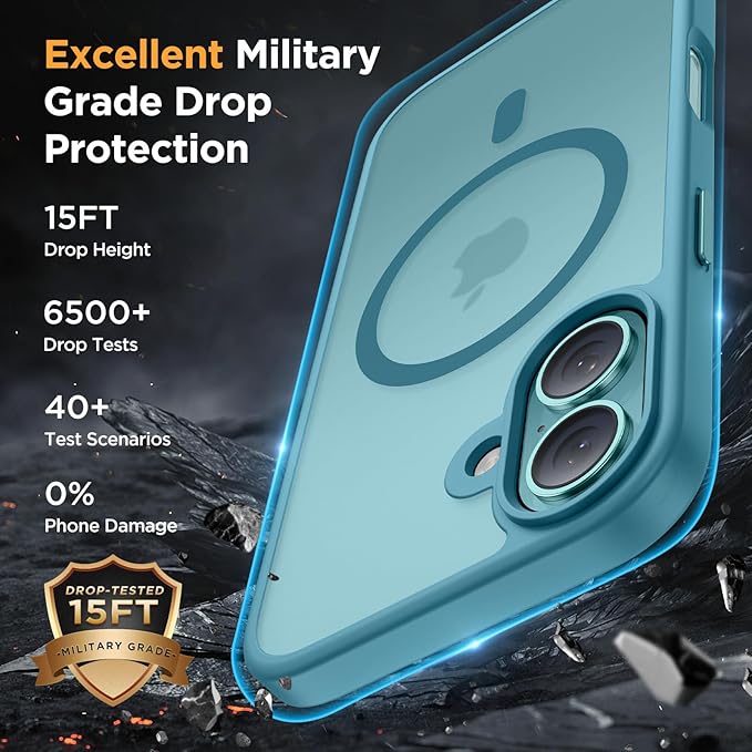 Miracase Magnetic Series for iPhone 16 Case [Compatible with MagSafe] Military-Grade Protection, Anti-Fingerprint, Slim Phone Case for iPhone 16 6.1 inch - Teal