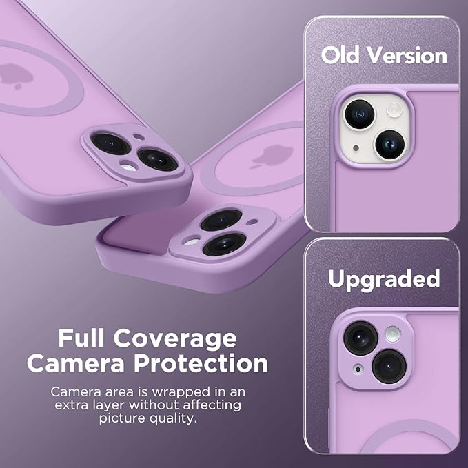 CAPRARO Magnetic for iPhone 14 Case, [Compatible with MagSafe] [Full Camera Protection] Shockproof Protective Slim Translucent Matte Phone Case for iPhone 14 6.1'', Elegant Purple