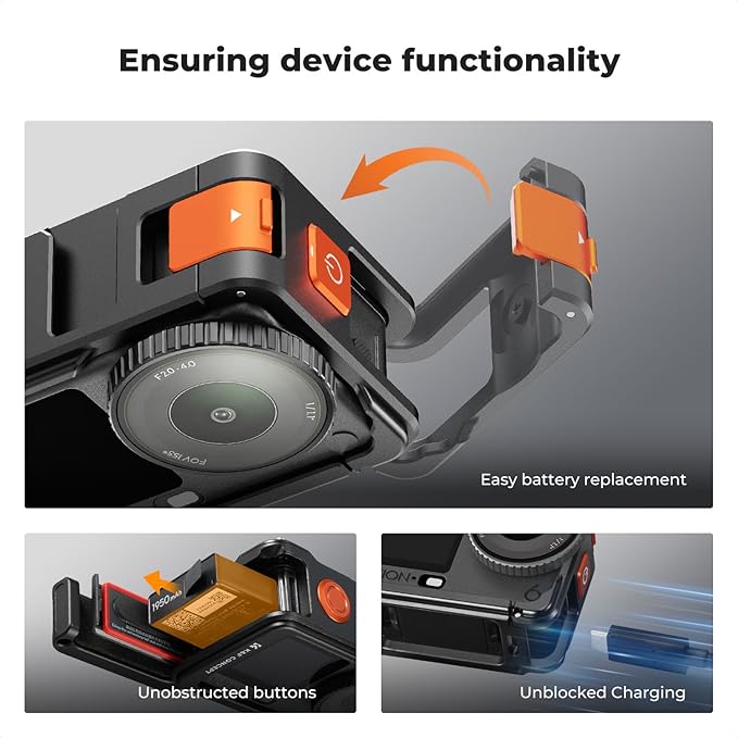 K&F CONCEPT Cage + Foldable Quick Release Mount Kit Compatible with DJI Osmo Action 6 Only, Protective Expansion Frame Case with Cold Shoe Mount | 1/4" Screw Adapter for Tripod, Selfie Stick Vlogging