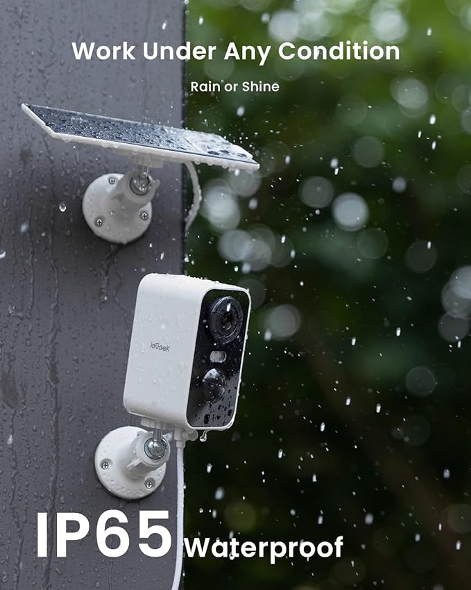 ieGeek Solar Security Cameras Wireless Outdoor with Solar Panel, 2K WiFi Wireless Camera for Home Security with Color Night Vision, Motion Detection, 2-Way Talk for Home Surveillance, Works with Alexa