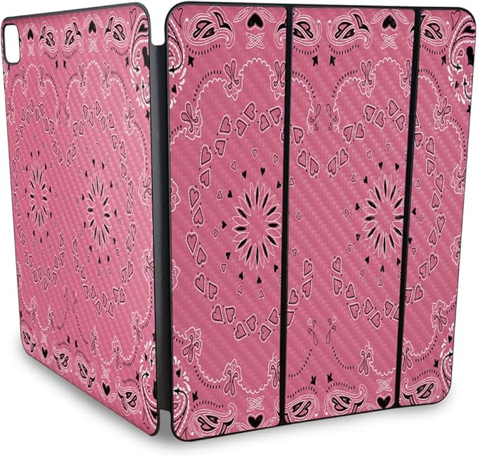 Carbon Fiber Skin Compatible with Apple Smart Folio for iPad Pro 13-inch (M4/M5) 2025 - Pink Bandana - Premium 3M Vinyl Protective Wrap Decal Cover - Easy to Apply | Crafted in The USA by MightySkins