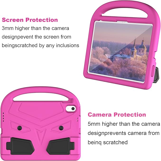 Dteck for iPad 10th Generation Case Kids 10.9 Inch 2022, Durable Lightweight Shockproof Protective Handle Stand EVA Foam Boys Girls Kids Proof Case for iPad 10th Generation 10.9 Inch 2022,Pink