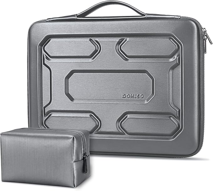 DOMISO Laptop Hard Case 17-17.3 inch Waterproof Shockproof Hard Shell Laptop Sleeve with Handle & Storage Pocket, Compatible with MacBook, HP, Dell,Dark Grey