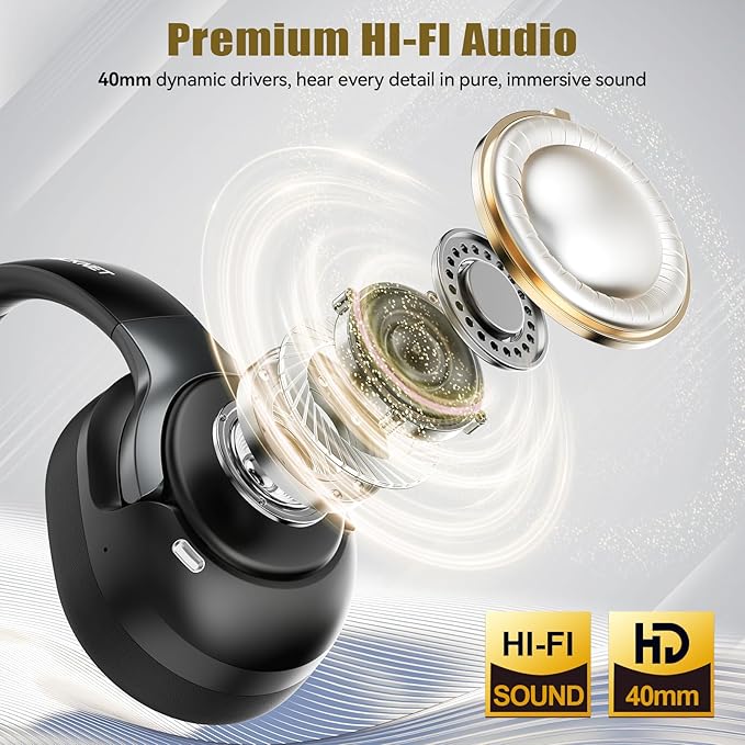 TECKNET Hybrid Active Noise Cancelling Headphones, Bluetooth 6.0 Wireless Headphones, 70H Playtime and 6 EQ Music Modes with 3.5mm Cord, Over Ear Headphones for Travel Work Cellphone - Black