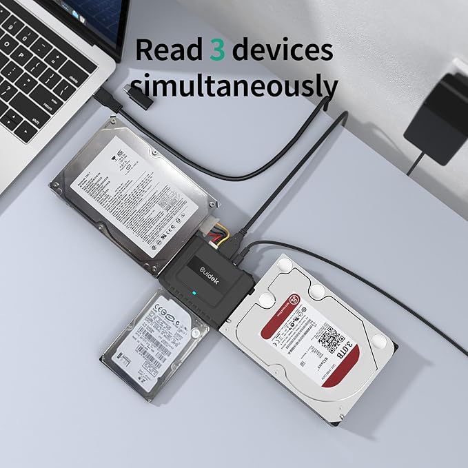 SUIDEK USB 3.0 to IDE & SATA Adapter, External Hard Drive Converter Kit for 2.5"/3.5" HDD/SSD, IDE to USB C, Includes 12V/2A Power Adapter, Plug & Play for Windows/Mac/Linux