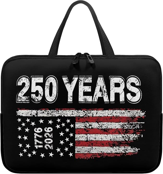 17 Inch Laptop Sleeve American Flag USA 250 Years Laptop Cover Computer Bag Tablet Carrying Case with Handle Tote Bags Notebook Sleeves Handbag Messenger Briefcase for 4th of July Decor