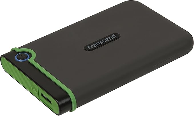 Transcend StoreJet 2TB Rugged External Hard Drive, USB3.1(5Gbps) Portable HDD w/One Touch Auto-Backup Button/Anti-Shock Resistant/Compact&Lightweight/Lightning-Fast Speeds, Iron Gray - TS2TSJ25M3S