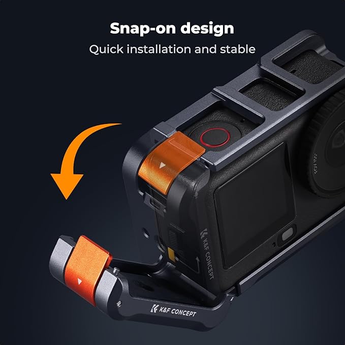 K&F CONCEPT Ultra Lightweight Cage for DJI Osmo Action 6 Camera Accessories, Aluminum Alloy Camera Cage with Wrist Strap, Cold Shoe Mount Expansion Protective Frame 1/4" Screw Interface for Tripod