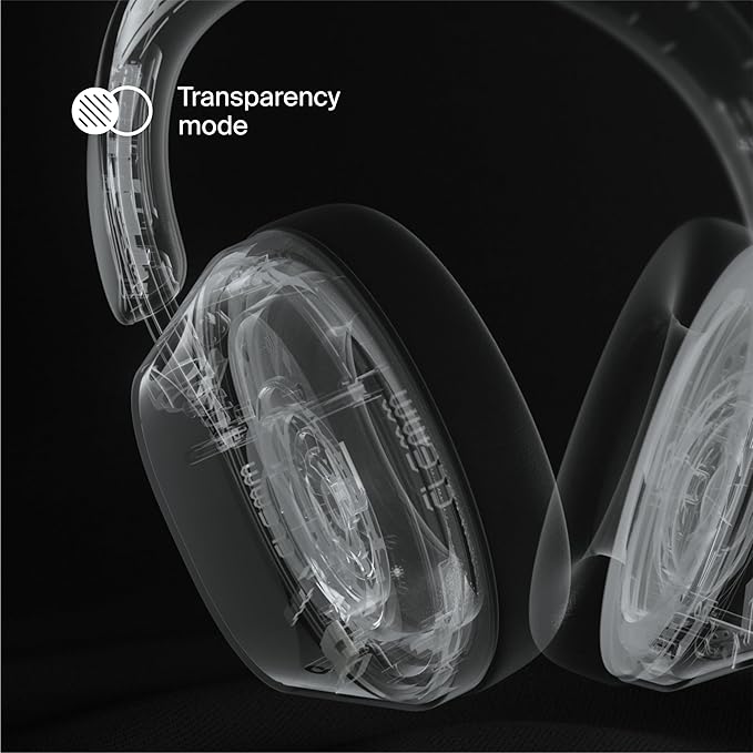 Clemm Ambience Over-Ear Headphones with Microphone, Noise Cancelling and Transparency Mode, 65H Playtime, Memory Foam, Graphite