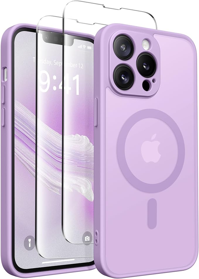 CAPRRO Magnetic for iPhone 13 Pro Max Case, [Compatible with MagSafe] [Full Camera Protection] Shockproof Protective Slim Translucent Matte Phone Case for iPhone 13 Pro Max 6.7'', Elegant Purple