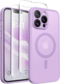 CAPRRO Magnetic for iPhone 13 Pro Max Case, [Compatible with MagSafe] [Full Camera Protection] Shockproof Protective Slim Translucent Matte Phone Case for iPhone 13 Pro Max 6.7'', Elegant Purple