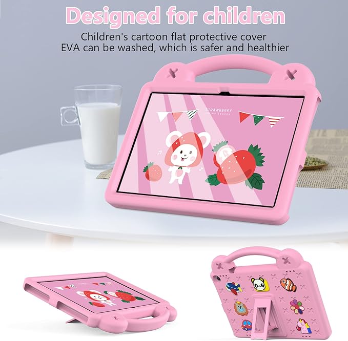 AKABEILA Compatible with ONN 10.1(GEN3) 2022(1000071485)/Fire HD 10 Plus(2021/2023)/Amazon Fire HD 10(2021/2023) Tablet Case, Kids Case with Shoulder Strap & Stand Handle for Girl Kid Gift Pink