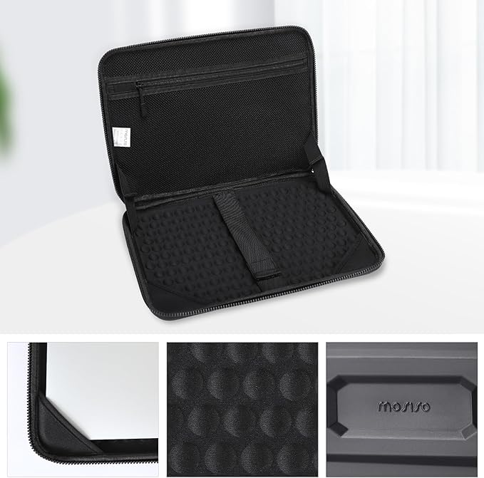 MOSISO 15-16 inch Laptop Hard Case, 15.6 inch Waterproof Shockproof Computer Bag Compatible with MacBook HP Dell, Mechanical Geometric EVA Carrying Sleeve Laptop Case Hard Shell with Handle, Black