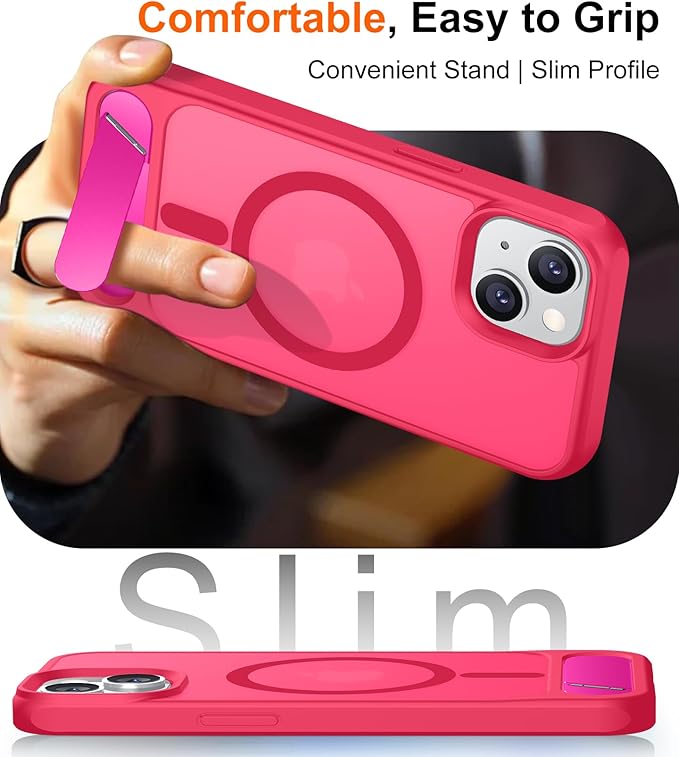 Magnetic Compatible with iPhone 14 Case/iPhone 13 Case,[Built-in Invisible Kickstand][Compatible with MagSafe][Military Grade Shockproof] Slim Translucent Matte Phone Case for iPhone 14/13 6.1"