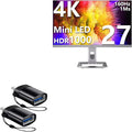 BoxWave Cable Compatible with INNOCN 4K Mini LED Monitor 27M2V (27") - USB-C to A PortChanger (2-Pack), USB Type-C OTG USB Portable Keychain - Slate Black