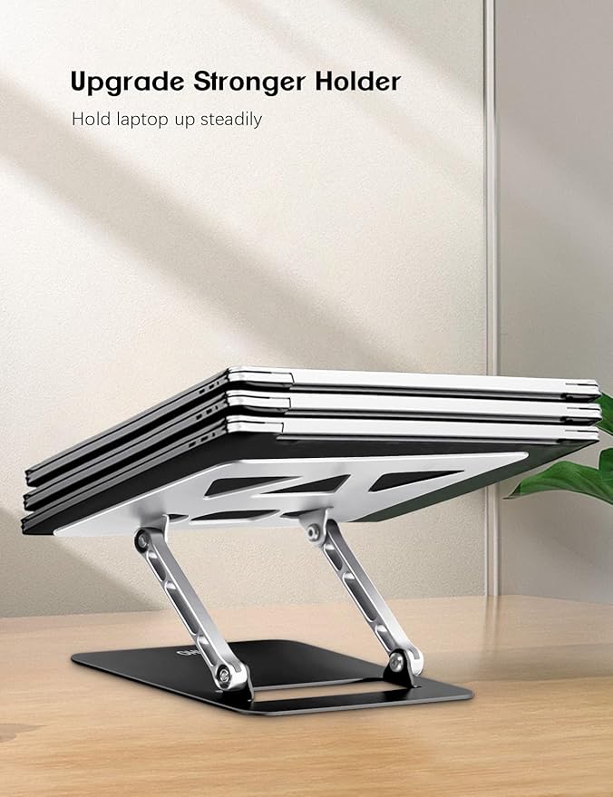 Aoviho Adjustable Laptop Stand for Desk,Portable Laptop Stand Holder and Riser,Foldable Aluminum Notebook Computer Stands for MacBook Air Pro HP Lenovo Dell Samsung, 10-15.6 inch (Silver-Gray-Black)