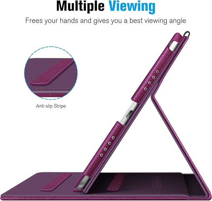 Fintie Case for iPad Pro 9.7 Inch 2016 Release Tablet- [Corner Protection] Multi-Angle Viewing Folio Smart Stand Back Cover with Pocket, Pencil Holder, Auto Wake/Sleep, Purple