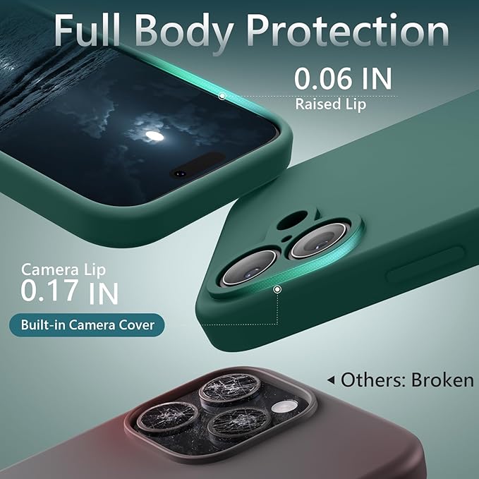 FireNova Magnetic for iPhone 17 Case, Compatible with MagSafe, [Integrated Silicone Camera Control Button] [Camera Protection] Anti-Scratch Microfiber Lining Phone Case, 6.3", Midnight Green