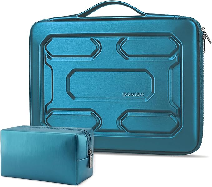 DOMISO Laptop Hard Case 17-17.3 inch Waterproof Shockproof Hard Shell Laptop Sleeve with Handle & Storage Pocket, Compatible with MacBook, HP, Dell, Teal
