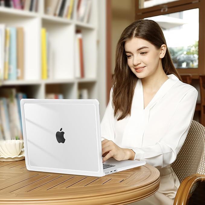 MOSISO Shock-Absorbing Hard Case Compatible with MacBook Air 15 inch M5 2026 M4 M3 M2 2025-2023 A3448 A3241 A3114 A2941,Anti-Cracking Heavy Duty Hard Shell with TPU Bumper&Keyboard Cover,Crystal Clear