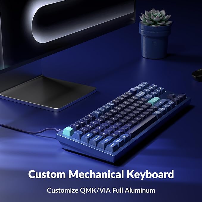 Keychron Q3 Wired Custom Mechanical Keyboard Knob Version, TKL Tenkeyless QMK/VIA Programmable Macro with Hot-swappable Gateron G Pro Red Switch Double Gasket Compatible with Mac Windows Linux (Blue)