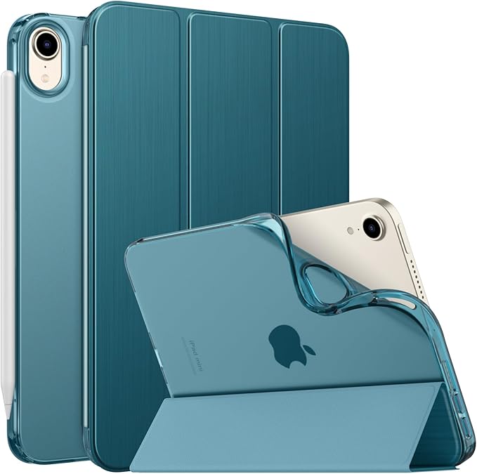 MoKo Case Fit New iPad mini 7 (A17 Pro) 2024, iPad mini 6th Generation Case 2021 (8.3-inch), iPad mini 6 Case, Soft TPU Translucent Frosted Back Cover Case for iPad mini 7th, French Blue