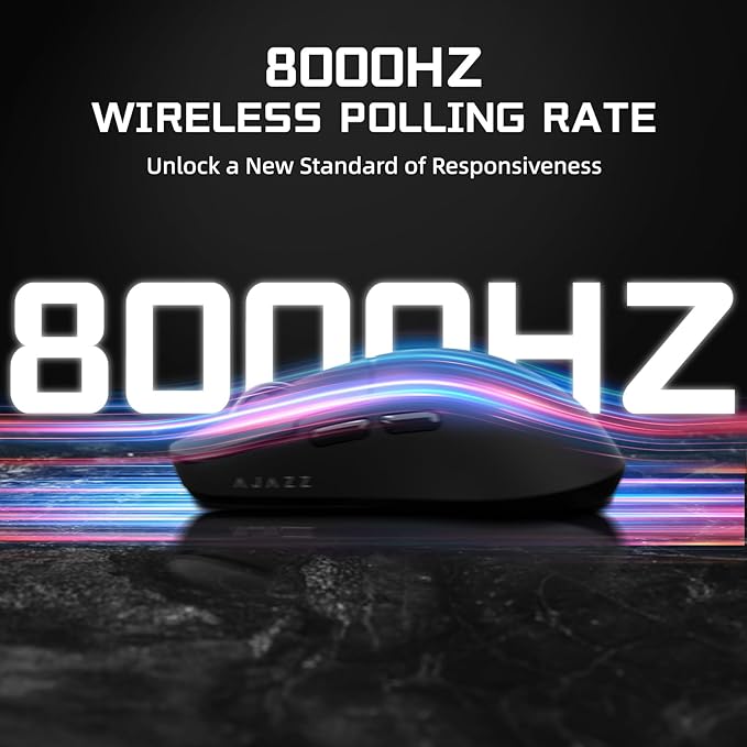 Yindiao AJAZZ AJ159 APEX Wireless Gaming Mouse with Magnetic Charging Base, 56g Lightweight BT/2.4G/USB-C Wired Mouse, PAW3950APEX 42K DPI Optical Sensor, Programmable Buttons for PC/Mac/Win(Black)