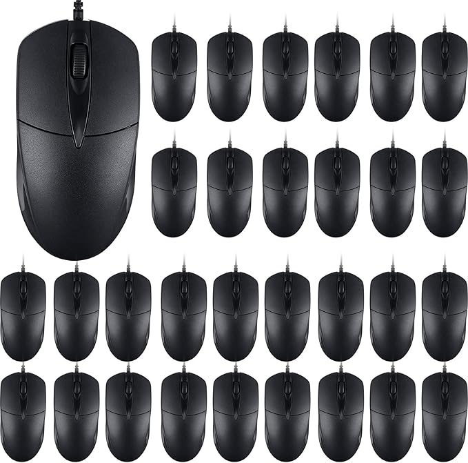 100 PCS Black Wired USB Computer Mouse Bulk - 1000 DPI 3 Button Corded with Home Office Noiseless Simple for Laptop Desktop PC