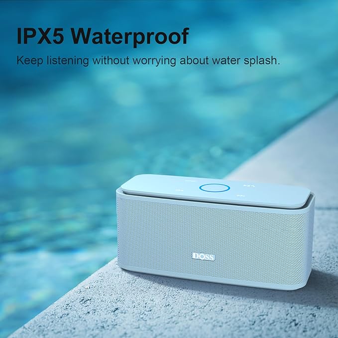 DOSS SoundBox Touch Wireless Bluetooth Speaker-12W HD Sound with Rich Bass, IPX5 Waterproof, 20H Playtime, Handsfree, for Gatherings, Home, Office, Outdoor, Travel-Light Blue