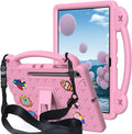 AKABEILA Compatible with Samsung Galaxy Tab S10 Lite 2025 10.9 inch Tablet Case, Kids Friendly Universal Lightweight Shockproof Protective Case with Shoulder Strap & Stand Handle Pink
