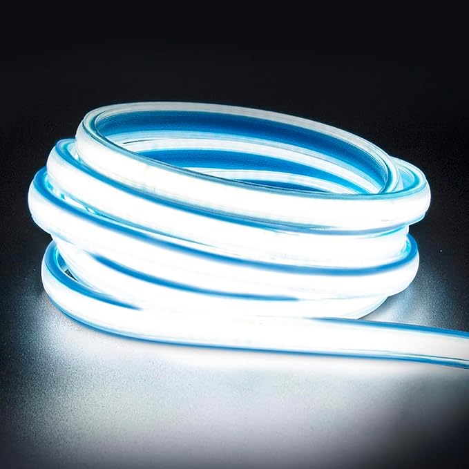 2 Meter Bright LED Strip Lights AC 110V with US Plug 6.56 Foot IP67 Waterproof COB LED Rope Lights for Kitchen Under Cabinet Lighting 6000K Cold White (Cold White, 6.56ft)