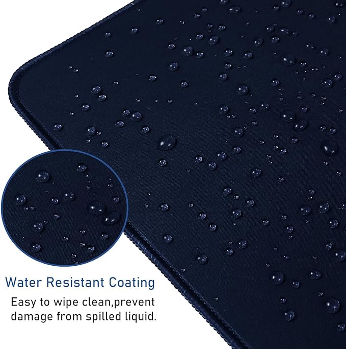 Large Gaming Mouse Pad with Stitched Edges, 47.3 X 23.6 in Desk Pad Durable Non-Slip Natural Rubber Base, Waterproof Computer Keyboard Mat for Esports Pros, Gamer, Desktop, Blue