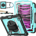 SEYMAC stock Case for iPad Pro 12.9'' 2022/2021/2020/2018 with Screen Protector 360 Rotating Stand Hand Strap, Drop-Proof Case for iPad Pro 12.9''(6th/5th/4th/3rd Generation), SkyBlue/Black