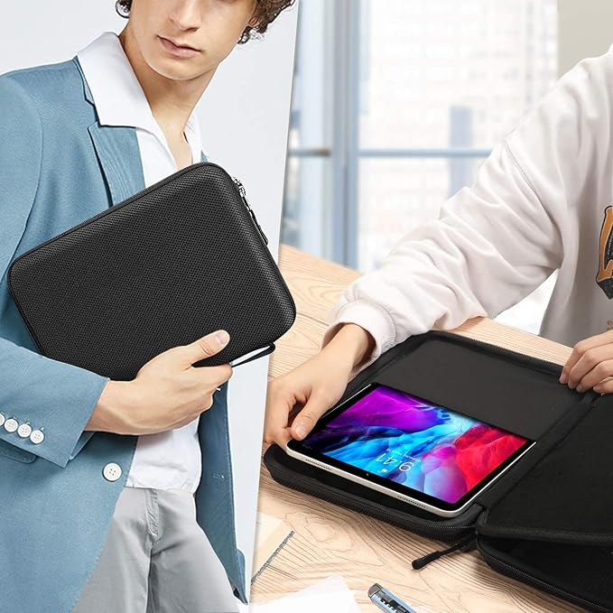 FINPAC Hard Portfolio Sleeve Case for 11-inch iPad Air M4/M3/M2 2026-2023, Pro 11 M5/M4 (2025/2024), iPad 11th/10th, 10.9" Air 5/4, 10.2" 9th/8th/7th, Tablet Carrying Bag with Accessory Pocket, Black