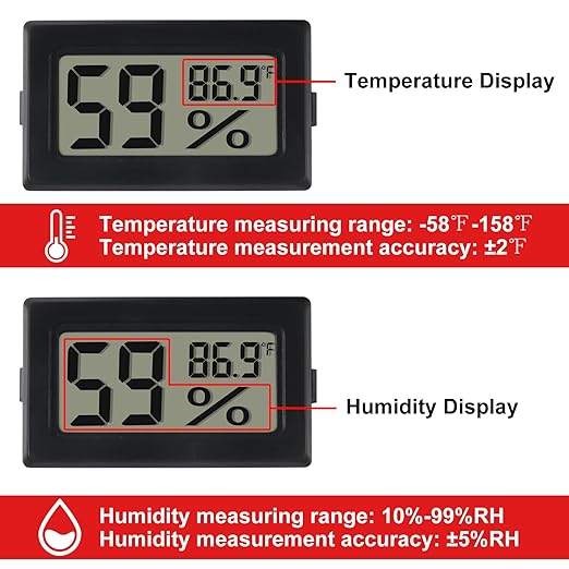 2 Pack Mini Digital Thermometer Hygrometer with Probe Indoor Temperature Humidity Meter Gauge LCD Fahrenheit Display Hygrometer Thermometer Gauge for Incubator, Humidor,Greenhouse