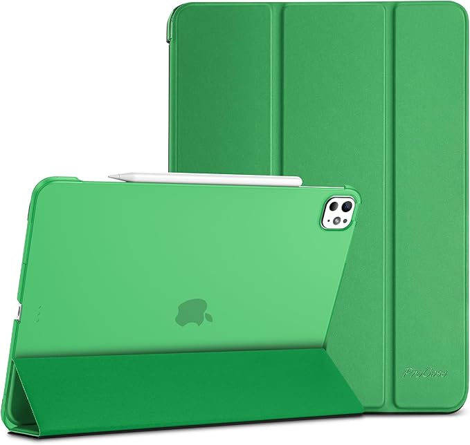 ProCase for iPad Pro 13 Inch Case M5 2025/ M4 2024, Smart Cover iPad Pro M5 M4 Case 13 Inch, Slim Stand Translucent Hard Shell Back, Supports Touch ID, Auto Wake/Sleep -LightGreen