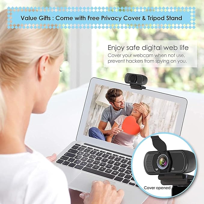 USB C Webcam for Switch 2 / PC: 1080P HD Web Cam with Mic,Computer Camera with Privacy Cover & Tripod Stand for MAC Desktop Laptop, Wide Angle Webcam Pro Streaming Web Camera for Skype/Teams/Webex