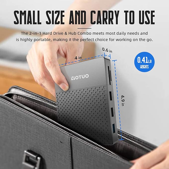 YOTUO Docking Station External Hard Drive Storage, USB-C Hub + HDD 7-in-1, USB 3.0, SD/TF Card, HDD for Windows, Mac, Android, TV, iOS (iPhone 15/16/17), Phone, Laptop, Desktop, PC (Space Black, 1TB)