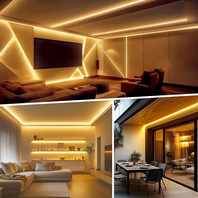 Shine Decor LED Strip Light Easy Connectable, 2800K Warm White Cold Resist Weatherproof Plug-in for Indoor Outdoor, 101 LM/FT Dimmable Bright Eco Rope Lighting 32FT, 120V Whole Set ETL Listed