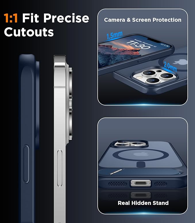 Magnetic Compatible with iPhone 13 Pro Case, [Built-in Invisible Kickstand][Compatible with MagSafe] [Military Grade Shockproof] Slim Translucent Matte Phone Case for iPhone 13 Pro 6.1"