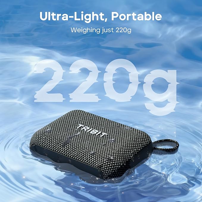 Tribit PocketGo Bluetooth Shower Speaker, IP68 Waterproof/Dustproof, Portable Speaker with 20H Playtime, Wireless, BT6.0, Supports TF Card, Electronics for Travel/Outdoors/Home