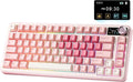 YUNZII B75 PRO MAX QMK/VIA Wireless Mechanical Keyboard,75% Layout with Screen and Knob,Hot Swap Gasket,Creamy Pre-lubed Switches,Bluetooth/Type-C/2.4G for Win/Mac (Pink Heart,Cocoa Cream V2 Switch)