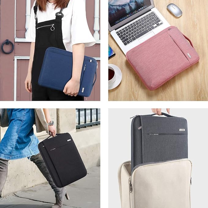 LANDICI 360° Protective Laptop Sleeve 11.6 Inch for Surface Pro 7 8 9/Laptop Go 2 3, MacBook Air 11, Small Computer Bag Carrying Case for 11-12 Inch Chromebook, Women, Slim, Shockproof, Pink