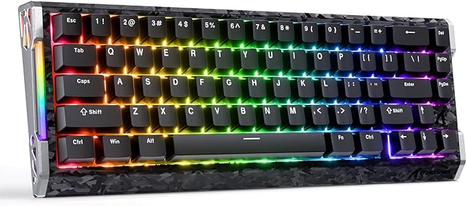 ATTACK SHARK R68HE 60% Wired Rapid Trigger 8K Mechanical RGB Gaming Keyboard with 0.005mm RT Accuracy,0.08ms Latency,256K Scan,Hall Effect Magnetic Switch,Carbon Fiber+CNC Aluminum Alloy for PC(Black)
